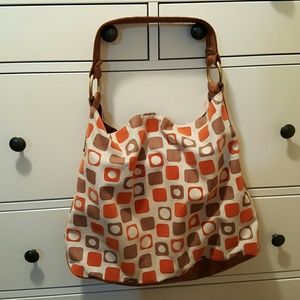 Retro tote satchel with leather strap