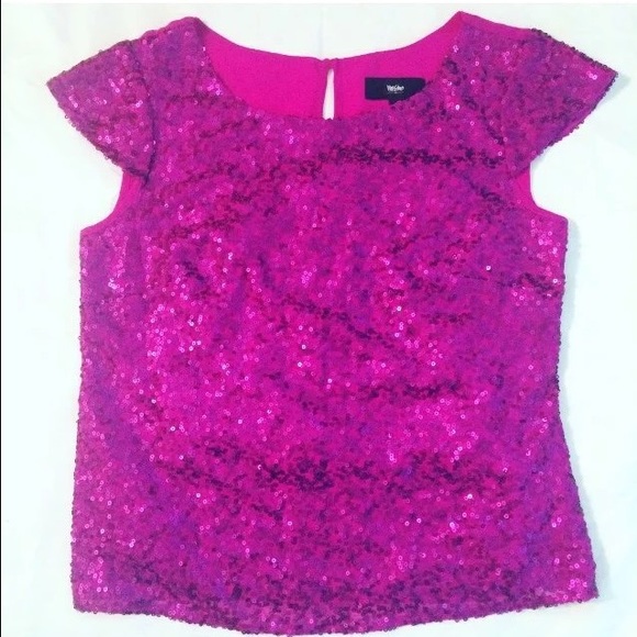 NWT Mossimo Magenta/Purple Sequin Blouse Sz S
