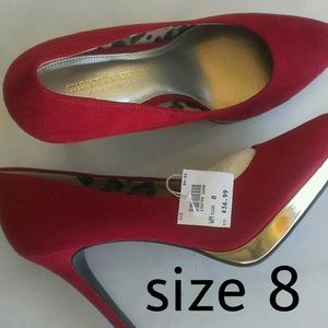 SOLD New Women's Red Suede Heels New