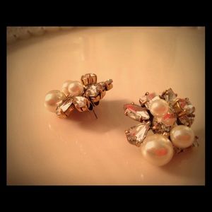 Statement Pearl & Crystal Cluster Earrings