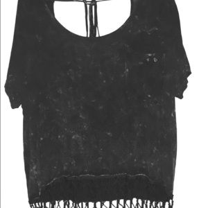 Black BOHO fringe shirt
