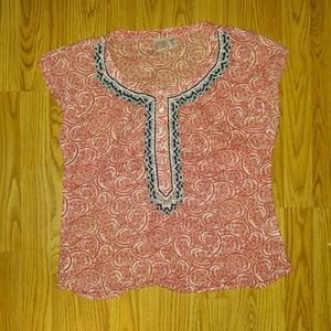 Canyon River Blues cap sleeve ethnic print blouse