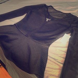 Black long sleeve peplum top