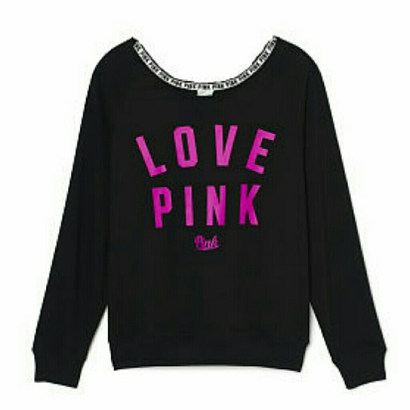VS Pink slouchy crew and short set size M New