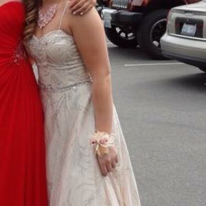 Sparkle Champagne David's Bridal Prom Dress