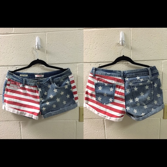 American Flag Denim Shorts