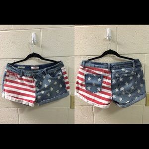 American Flag Denim Shorts