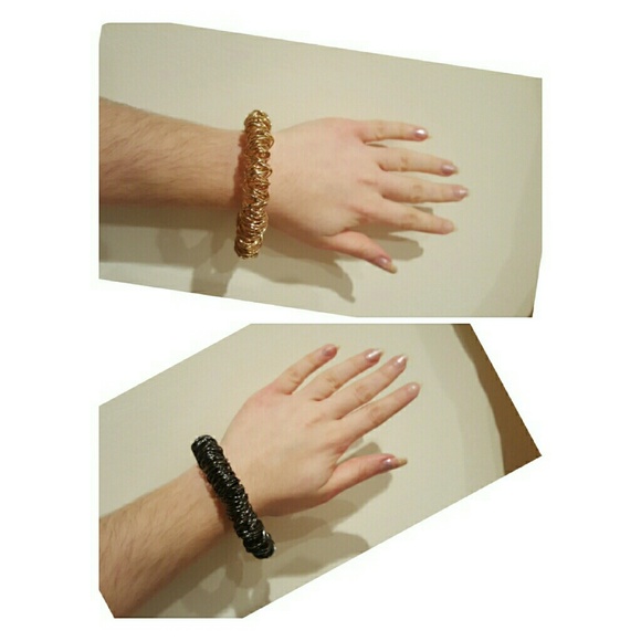 Gold & Gunmetal Coil Bangles - Picture 1 of 4