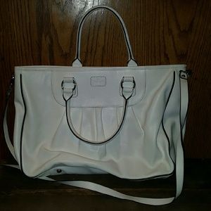 White leather laptop bag