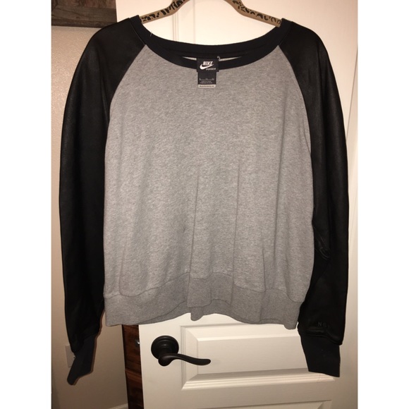 Nike sportswear leather sleeved sweatshirt