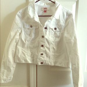 L.E.I. white denim distressed jacket