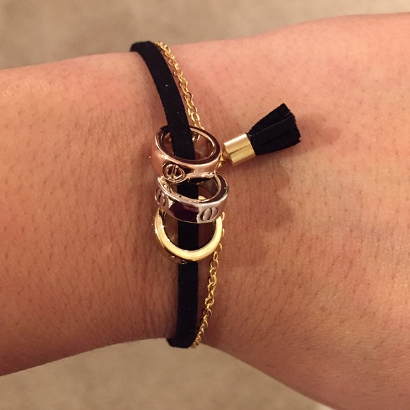 Velvet and gold chain bracelet - Picture 2 of 3