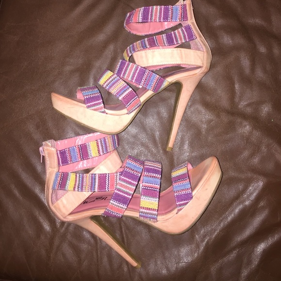 Multicolored 5in sandal heels