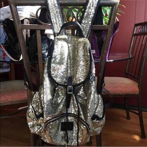 Vs pink gold sequin backpack