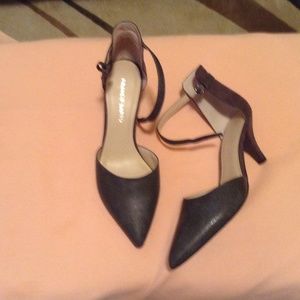 Gray ankle strap low heels