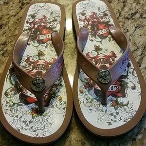 Ed Hardy brand new flipflops