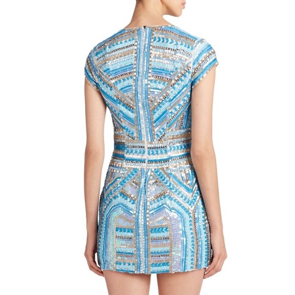 SOLD*NWT Parker Serena Sky Blue Beaded Mini Dress - Picture 4 of 4