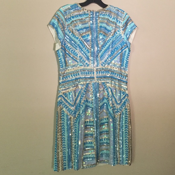 SOLD*NWT Parker Serena Sky Blue Beaded Mini Dress - Picture 3 of 4