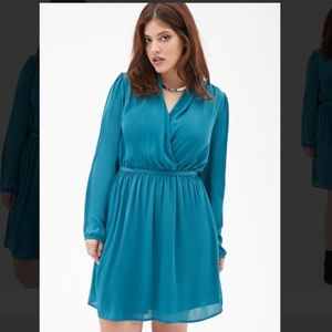 Teal Plus Size Chiffon Dress