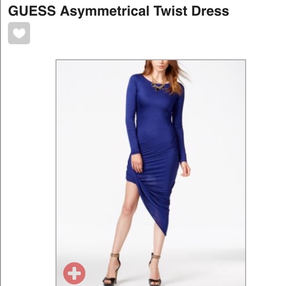Guess asymmetrical blue navy twist dress body con