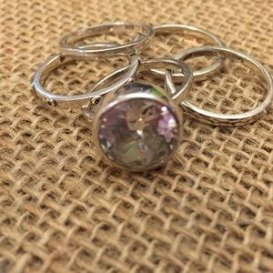 Silpada CZ Ring with 4 Stackable Bands R1790