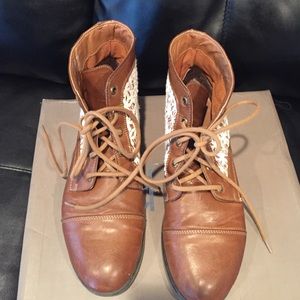 Brown lace up ankle boots