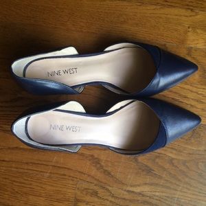 Blue suede (and leather) heels - SIZE 6.5