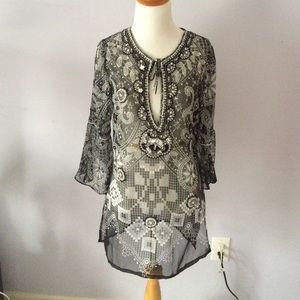 Beaded chiffon bathing suit cover up