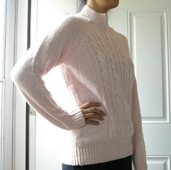 pink turtleneck pullover