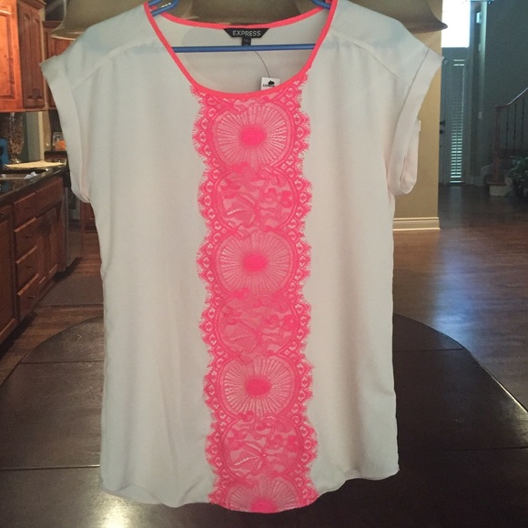 Express Neon Lace Embellished Shirt