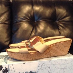 Cork tan and brown sandals