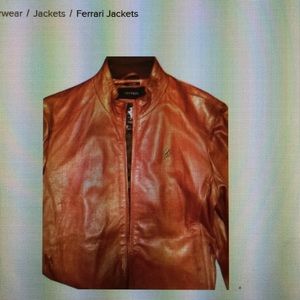 Mens Ferrari Brown Leather Jacket