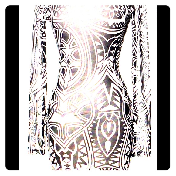Tattoo Print Midi Dress