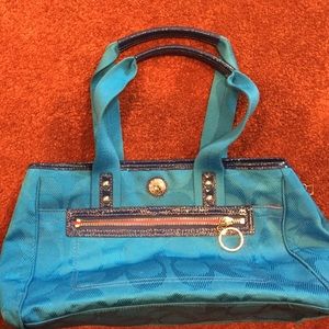 Real All blue coach bag, pink interior