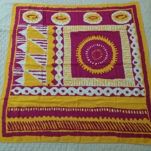 Magenta and marigold tribal print scarf