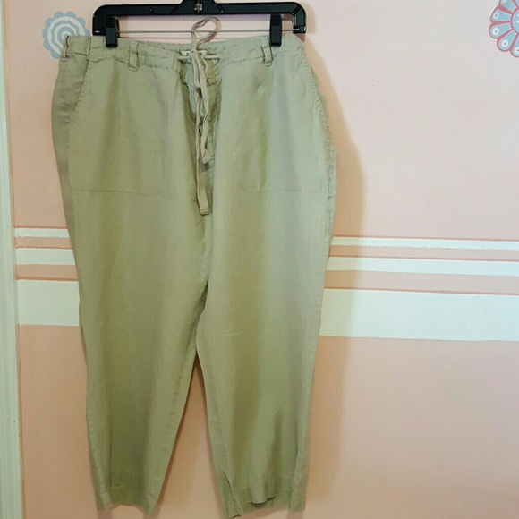 tan linen pants