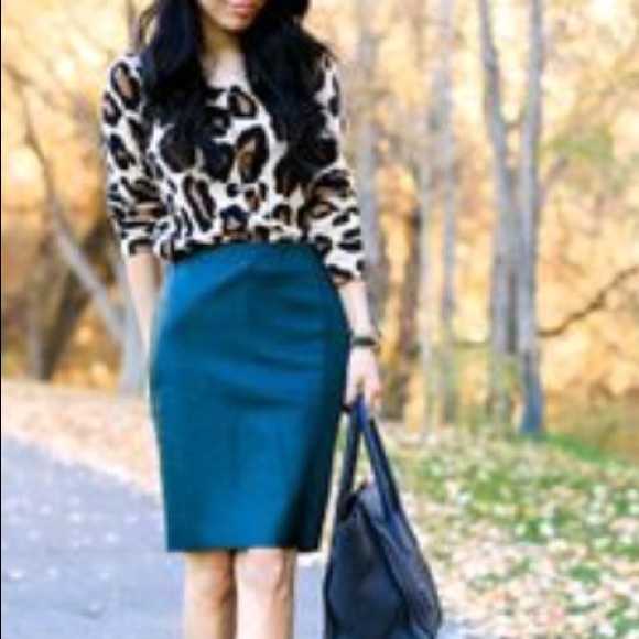 dark teal straight skirt