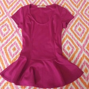Tee by Big Star hot pink peplum top w/scoop neck