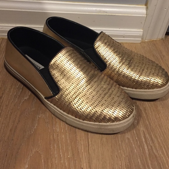 Steve Madden gold slip ons