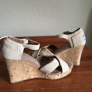 TOMS Tweed and Cork Wedges