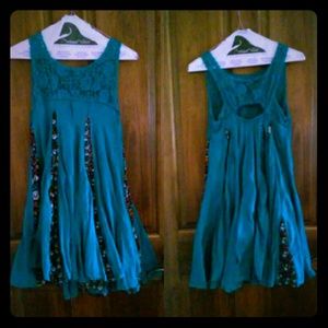 Blue flowy free people dress