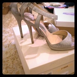 Jimmy choo shimmer suede silver size 40