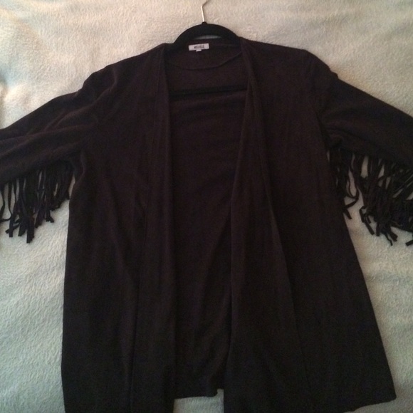 Suede fringe cardigan