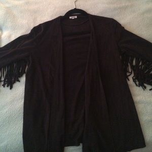 Suede fringe cardigan