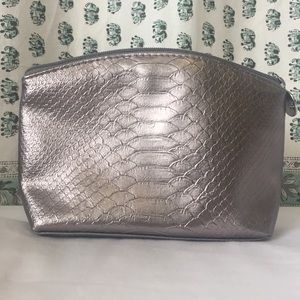 La Prairie Silver Snakeskin Makeup Pouch