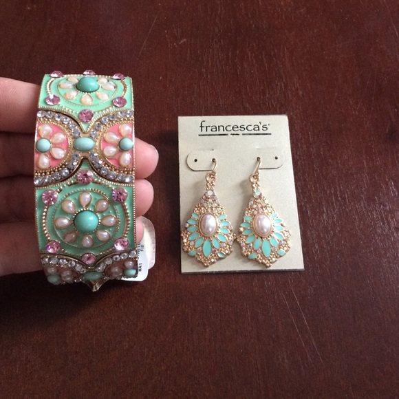 Francesca's Collections Jewelry - NWT mint cuff and Matching earrings