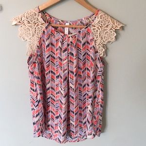 Printed crochet blouse