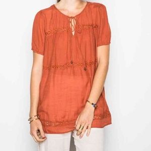 Boho crochet orange top
