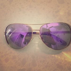Michael Kors purple aviators with gold frames