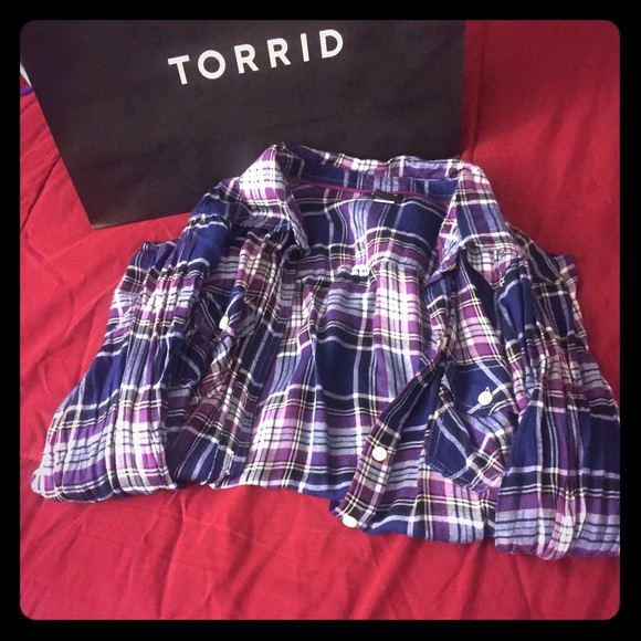 Purple and Blue Plaid Camp Shirt